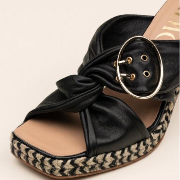 Gaimo Black Jute Wide Heeled Clog with Tubular Heel Size - Picture 2 of 10